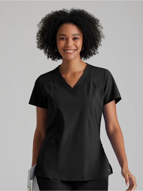 Barco One Tops - BARCO ONE Black Racer 4 Pocket Scrub Top